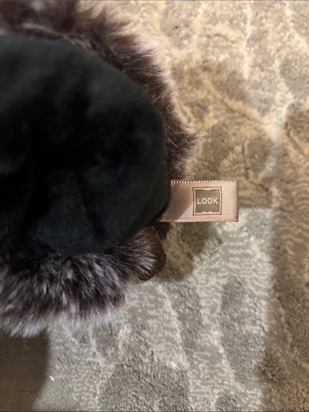 Look Faux Fur Trim Leather Glove in Dark Brown size medium